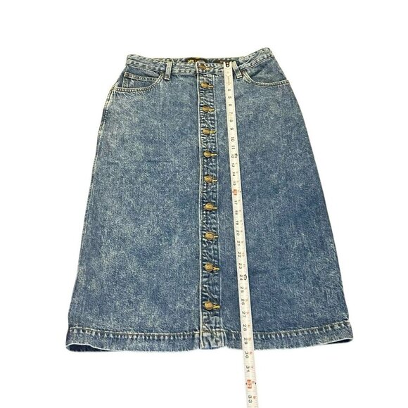 Lee Vintage Modern High Rise Midi Denim Skirt 32 Western 80s Grunge Blue - Picture 6 of 9